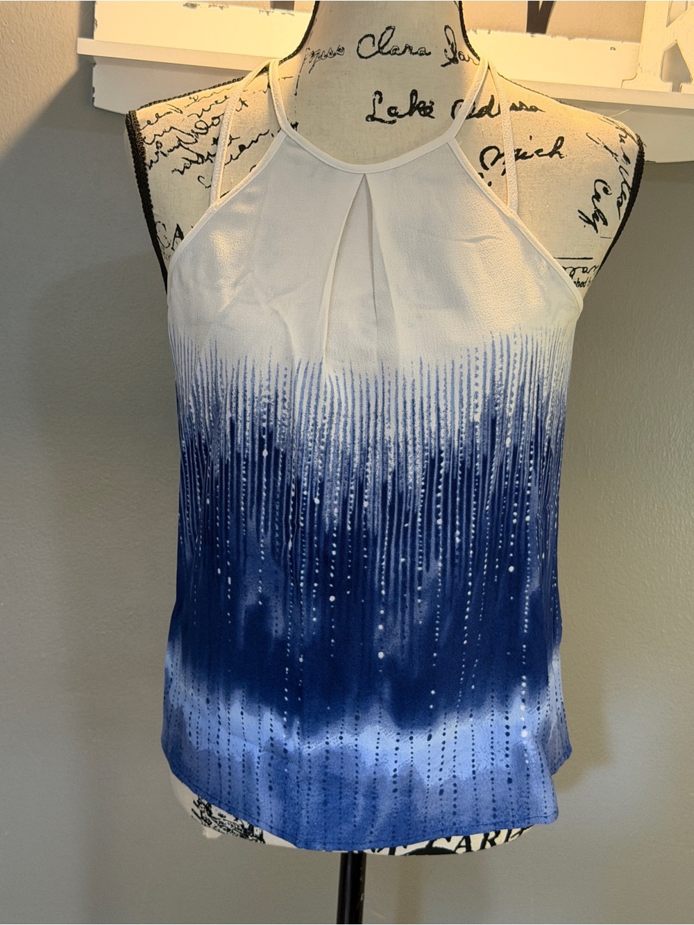 H&M White to Navy Blue Ombre Halter Camisole Sz 4